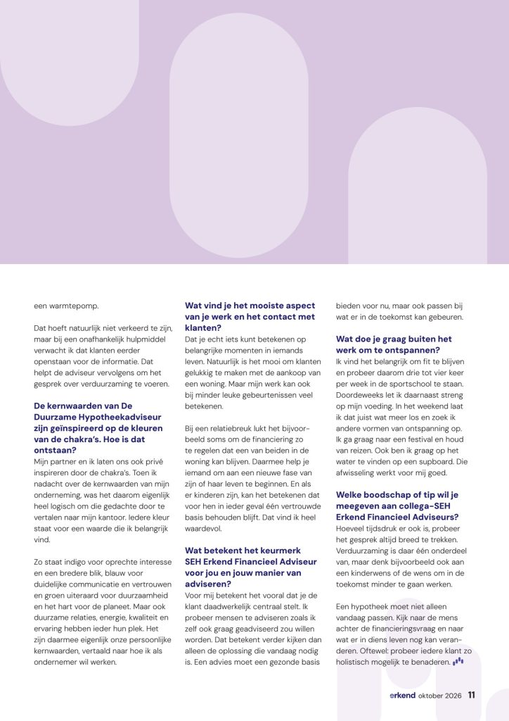 Pagina 11 van het interview met Arthur Neuhof in Erkend, oktober 2026